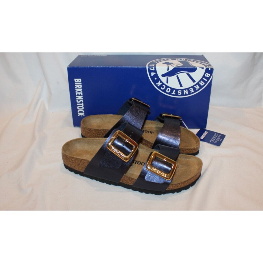 Birkenstock Women's Sydney Luxe Cushion Sandals Graceful Mid Blue EU 39 REGULAR